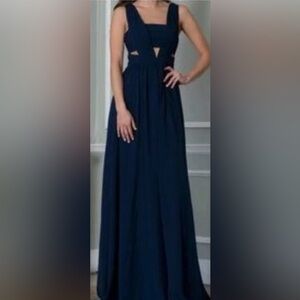 Theia navy cut out gown